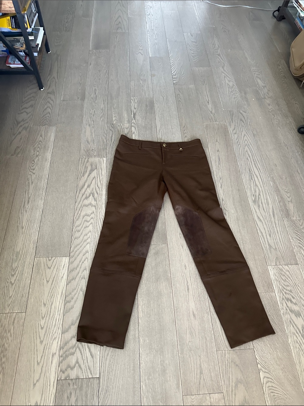 Gucci Brown Straight Leg Jeans with Suede Knee Patches